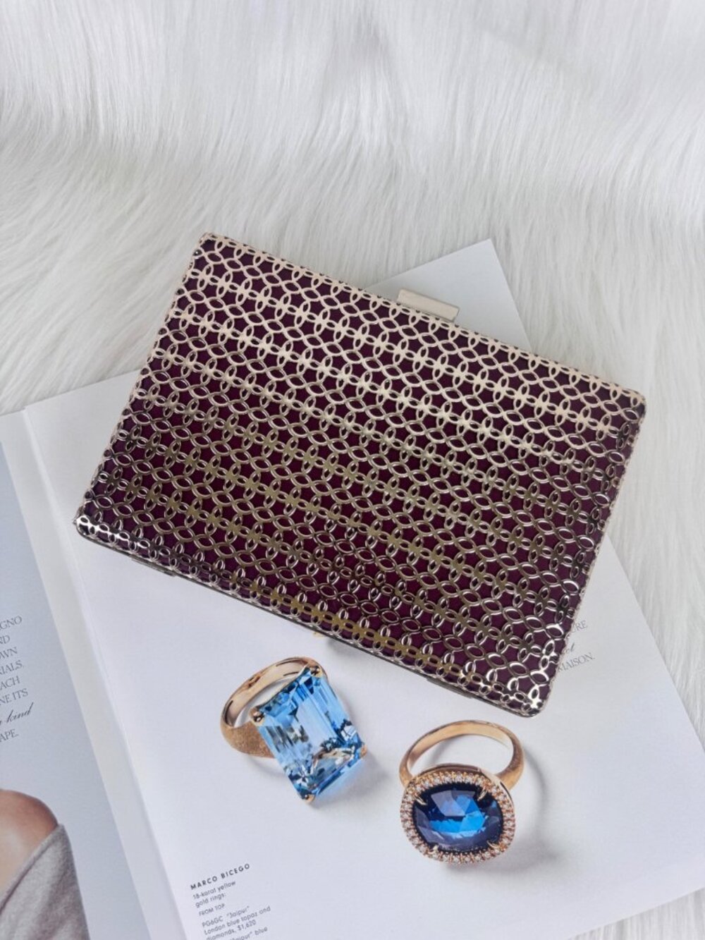 NWT Women’s Madison West Hard Case Bag Clutch Purse Handbag Gold & Burgundy